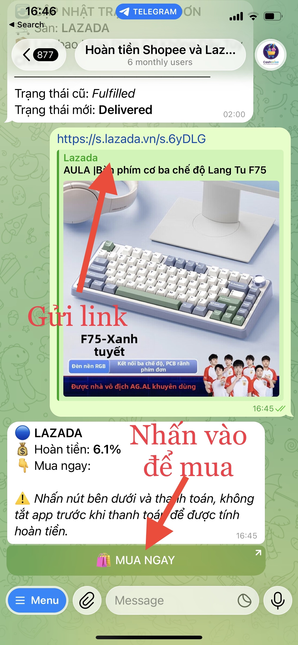 Gửi link cho Bot 1