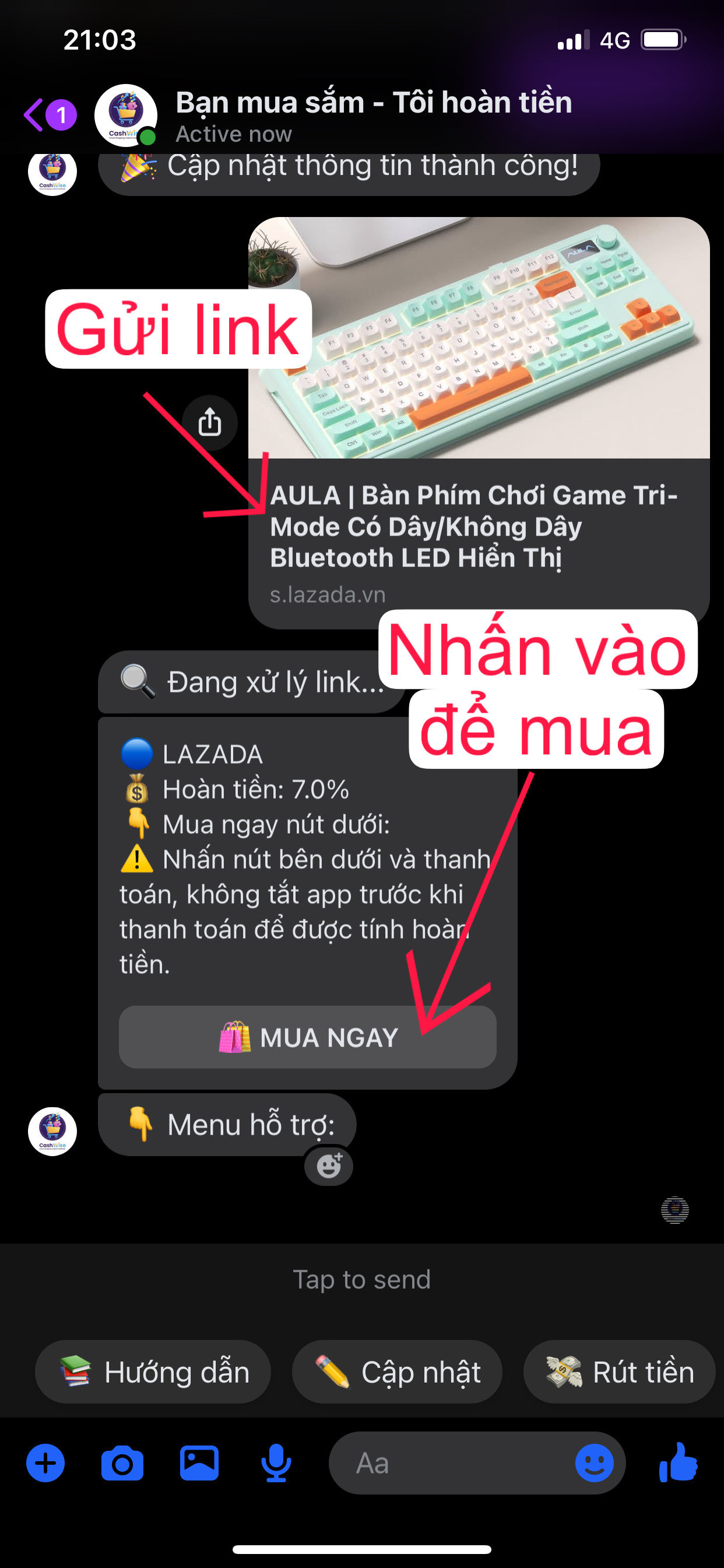 Gửi link cho Bot 2