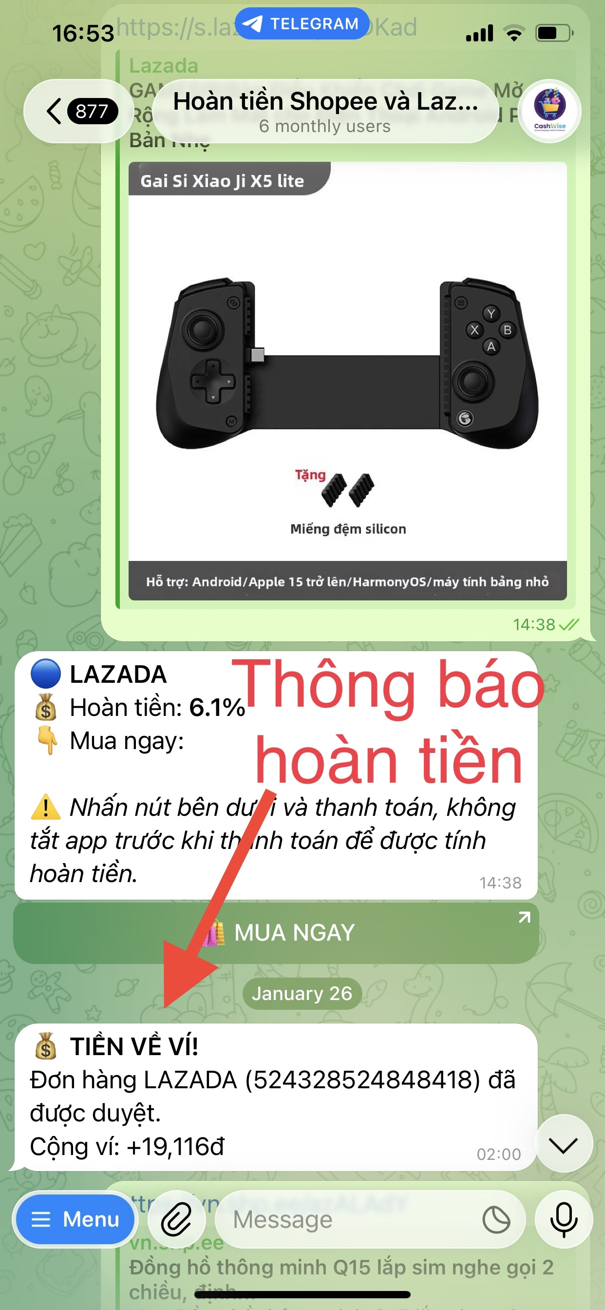 Bot thông báo hoàn tiền 1