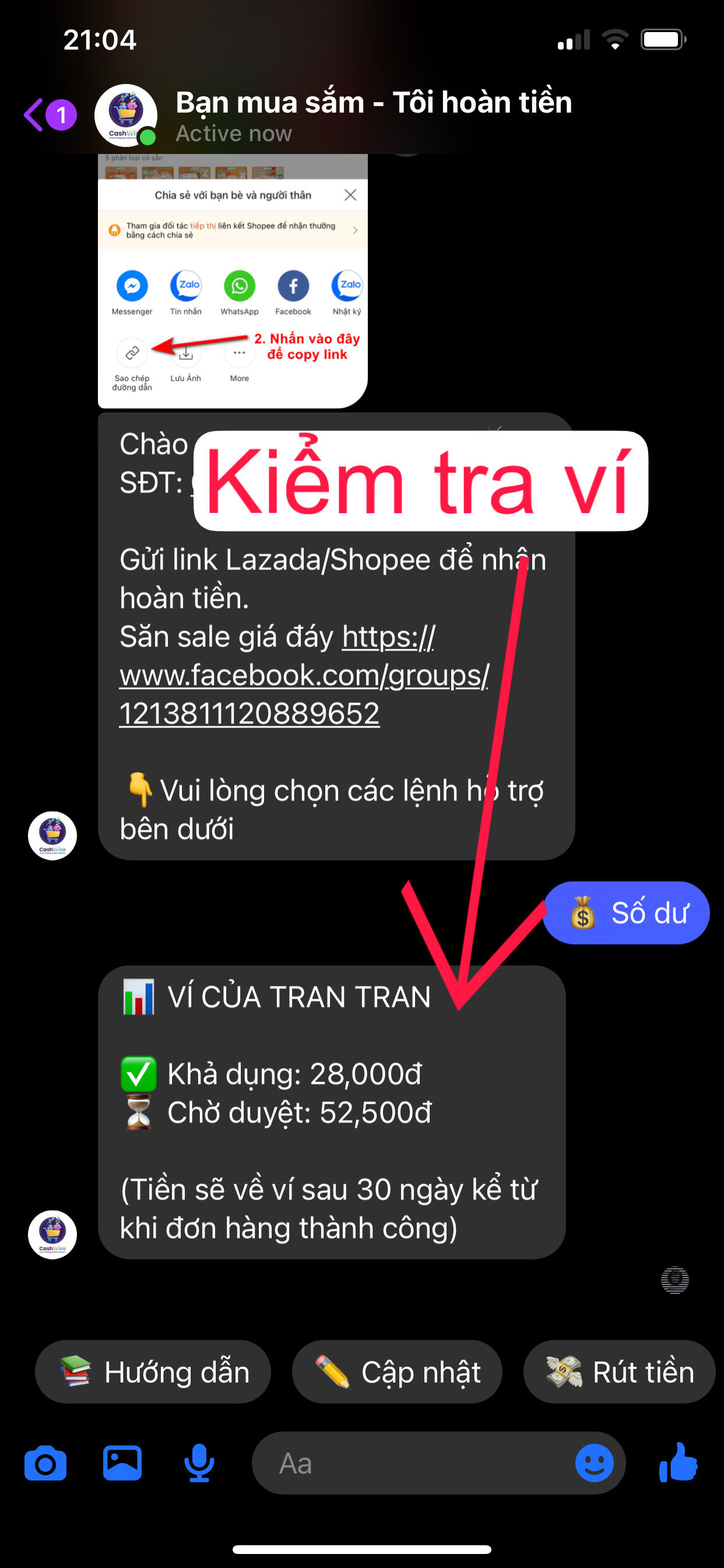 Nhận tiền hoàn thành công 2